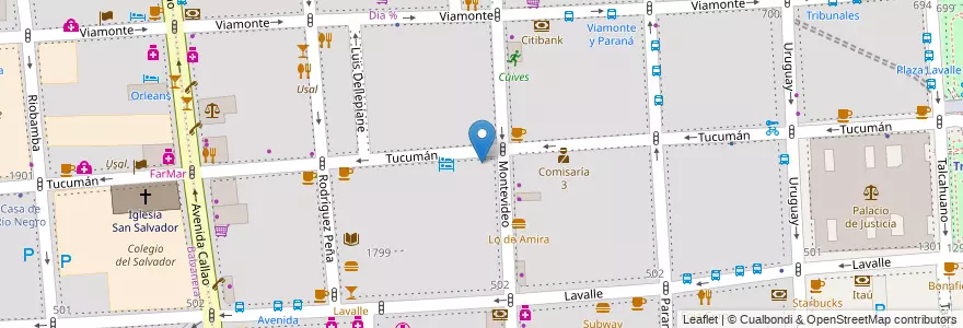 Mapa de ubicacion de Instituto Superior de Enseñanza Hotelero Gastronómica, San Nicolas en Arjantin, Ciudad Autónoma De Buenos Aires, Comuna 1, Buenos Aires.
