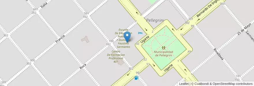 Mapa de ubicacion de Instituto Superior De Formacion Docente 71 en Argentinië, Buenos Aires, Partido De Pellegrini, Pellegrini.