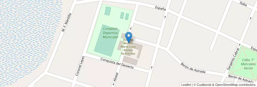 Mapa de ubicacion de Instituto Superior De Formacion Docente Maria Luisa Roman De Frechou en アルゼンチン, コリエンテス州, Departamento Saladas, Saladas.