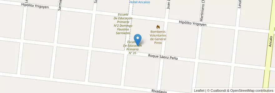 Mapa de ubicacion de Instituto Superior De Formacion Docente Nº 133 en アルゼンチン, ブエノスアイレス州, Partido De General Pinto.