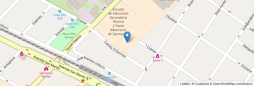 Mapa de ubicacion de Instituto Superior de Formación Docente y Técnica 24 Dr. Bernardo Houssay en Arjantin, Buenos Aires, Partido De Quilmes, Bernal.