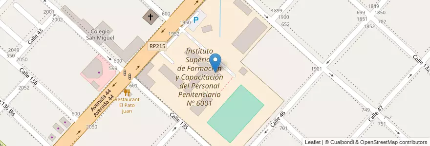 Mapa de ubicacion de Instituto Superior de Formación y Capacitación del Personal Penitenciario Nº 6001, San Carlos en アルゼンチン, ブエノスアイレス州, Partido De La Plata, San Carlos.