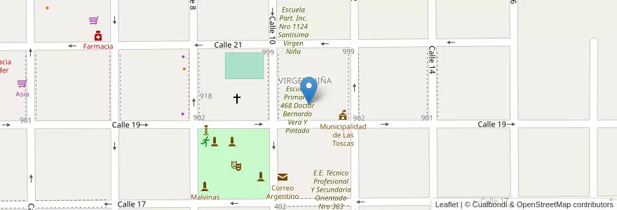 Mapa de ubicacion de Instituto Superior De Profesorado Nro 63 en アルゼンチン, サンタフェ州, Departamento General Obligado, Municipio De Las Toscas.