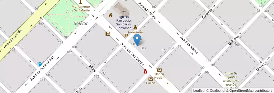 Mapa de ubicacion de Instituto Superior Jesus Sacramentado en الأرجنتين, بوينس آيرس, Partido De Bolívar, Bolívar.
