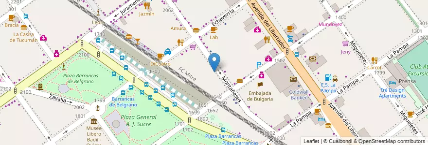 Mapa de ubicacion de Instituto Superior Porteño Virgen del Pilar, Belgrano en アルゼンチン, Ciudad Autónoma De Buenos Aires, ブエノスアイレス, Comuna 13.