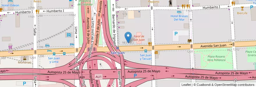 Mapa de ubicacion de Instituto Superior Prof. J. B. Alberdi, Constitucion en Argentinien, Ciudad Autónoma De Buenos Aires, Comuna 1, Buenos Aires.