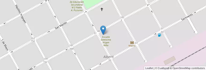 Mapa de ubicacion de Instituto Superior Santisima Virgen Niña en الأرجنتين, بوينس آيرس, Partido De Alberti, Alberti.
