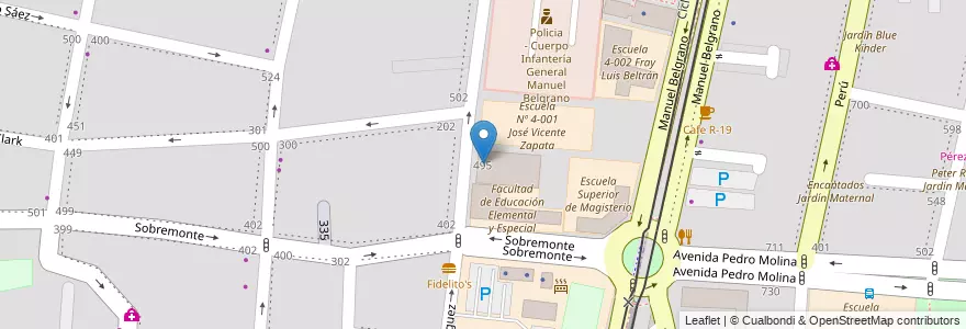 Mapa de ubicacion de Instituto Superior Técnico de Estudios Economicos de Cuyo en アルゼンチン, チリ, メンドーサ州, Departamento Capital, Ciudad De Mendoza, Sección 5ª Residencial Sur.