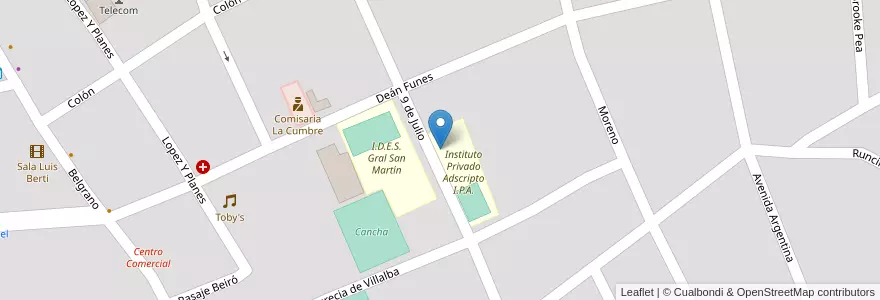 Mapa de ubicacion de Instituto Técnico Industrial en Argentinië, Córdoba, Departamento Punilla, Pedanía Dolores, Municipio De La Cumbre.