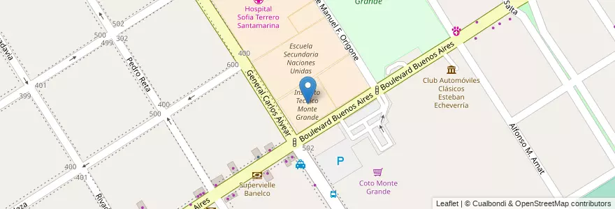 Mapa de ubicacion de Instituto Tecnico Monte Grande en Argentinië, Buenos Aires, Partido De Esteban Echeverría, Monte Grande.
