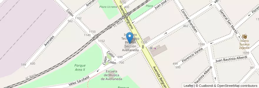Mapa de ubicacion de Instituto Tecnologico Beltran Sección Avellaneda en アルゼンチン, ブエノスアイレス州, Partido De Avellaneda, Avellaneda.