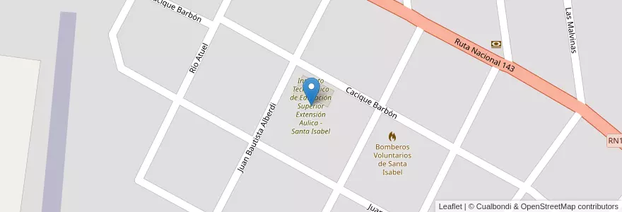 Mapa de ubicacion de Instituto Tecnológico de Educación Superior Extensión Aulica - Santa Isabel en Аргентина, Ла-Пампа, Departamento Chalileo, Municipio De Santa Isabel.