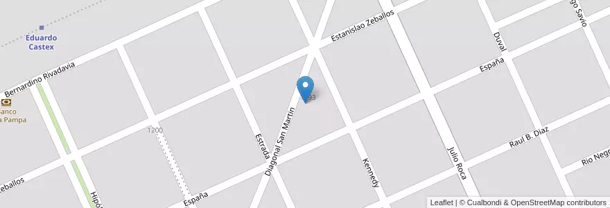 Mapa de ubicacion de Instituto Tecnológico de Educación Superior en アルゼンチン, ラ・パンパ州, Departamento Conhelo, Municipio De Eduardo Castex, Eduardo Castex.