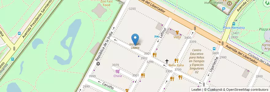 Mapa de ubicacion de Instituto UMAN, Palermo en Argentina, Ciudad Autónoma De Buenos Aires, Buenos Aires, Comuna 14.