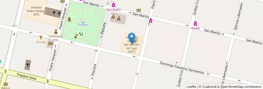 Mapa de ubicacion de Instituto Virgen del Carmen de Cuyo (IVCC) en アルゼンチン, チリ, メンドーサ州, Departamento Maipú, Distrito Ciudad De Maipú, Maipú.