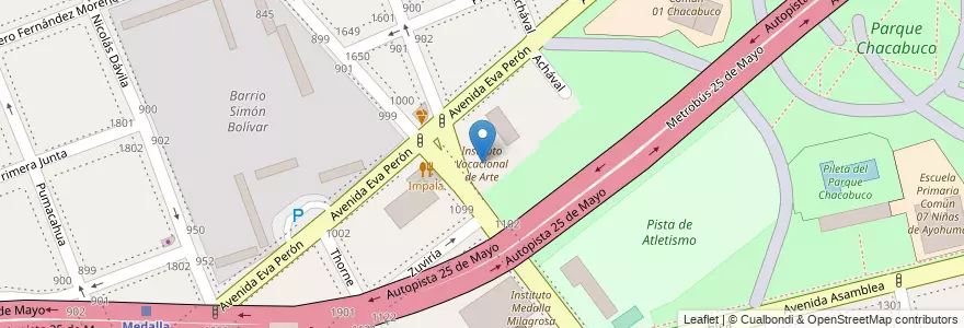 Mapa de ubicacion de Instituto Vocacional de Arte, Parque Chacabuco en الأرجنتين, Ciudad Autónoma De Buenos Aires, Comuna 7, Buenos Aires.