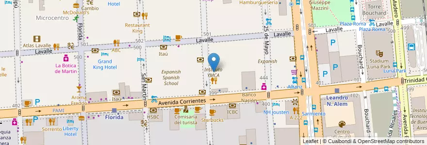 Mapa de ubicacion de Instituto YMCA, San Nicolas en 阿根廷, Ciudad Autónoma De Buenos Aires, Comuna 1, 布宜诺斯艾利斯.