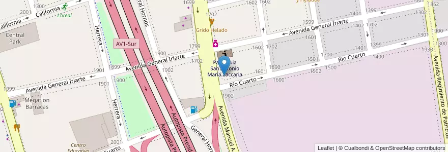 Mapa de ubicacion de Instituto Zaccaria, Barracas en アルゼンチン, Ciudad Autónoma De Buenos Aires, Partido De Avellaneda, Comuna 4, ブエノスアイレス.