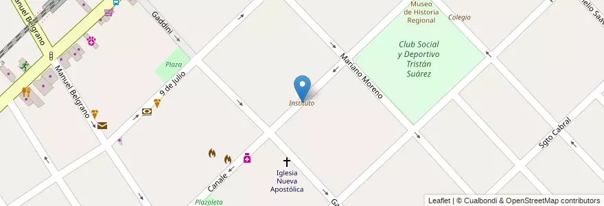 Mapa de ubicacion de Instituto en アルゼンチン, ブエノスアイレス州, Partido De Ezeiza, Tristán Suárez.