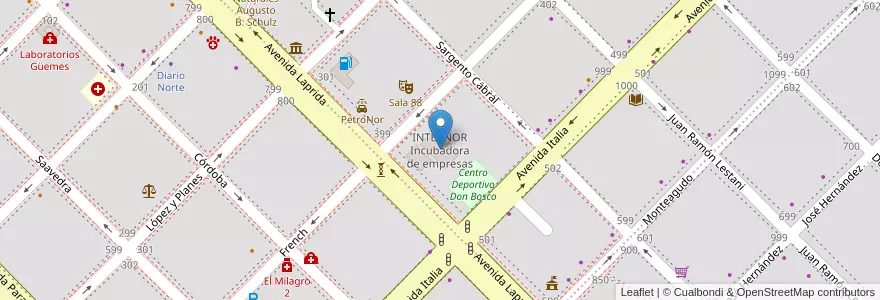 Mapa de ubicacion de INTECNOR Incubadora de empresas en Arjantin, Chaco, Departamento San Fernando, Resistencia, Resistencia.