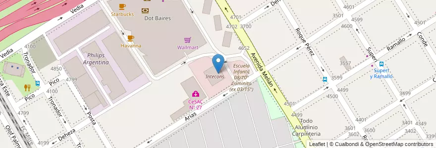 Mapa de ubicacion de Intecons, Saavedra en アルゼンチン, Ciudad Autónoma De Buenos Aires, Comuna 12, Partido De Vicente López, ブエノスアイレス, Vicente López.