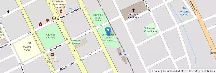 Mapa de ubicacion de Integrador Carlos Perdiguero en الأرجنتين, Catamarca, Departamento La Paz, Municipio De Recreo, Recreo.