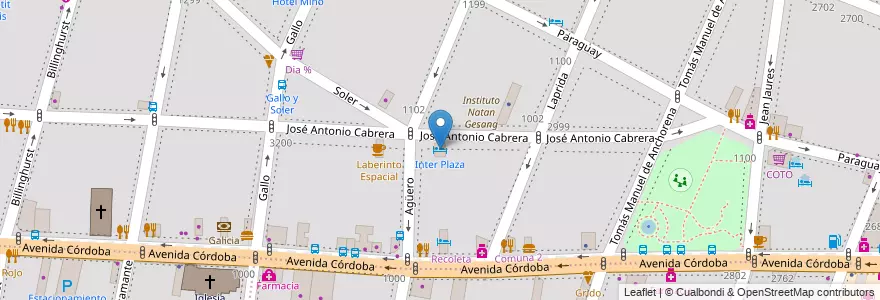 Mapa de ubicacion de Inter Plaza, Recoleta en アルゼンチン, Ciudad Autónoma De Buenos Aires, Comuna 2, ブエノスアイレス.