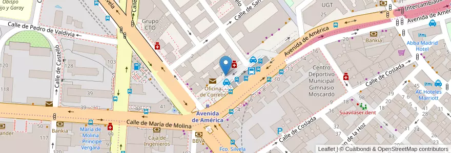 Mapa de ubicacion de Intercambiador Avenida de Améric en Spanien, Autonome Gemeinschaft Madrid, Autonome Gemeinschaft Madrid, Área Metropolitana De Madrid Y Corredor Del Henares, Madrid.