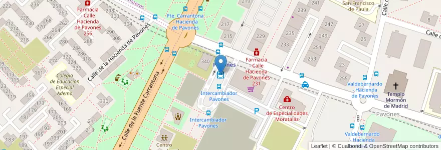 Mapa de ubicacion de Intercambiador de Pavones en Испания, Мадрид, Мадрид, Área Metropolitana De Madrid Y Corredor Del Henares, Мадрид.