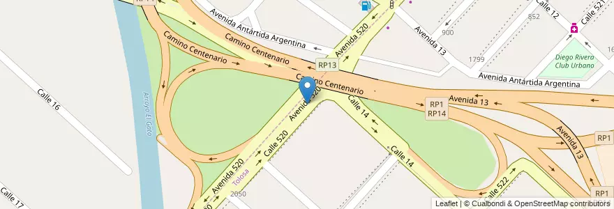 Mapa de ubicacion de Intercambiador Pedro Benoit, Ringuelet en Argentina, Buenos Aires, Partido De La Plata, Tolosa.