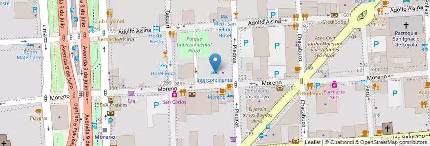 Mapa de ubicacion de Intercontinental, Montserrat en 아르헨티나, Ciudad Autónoma De Buenos Aires, Comuna 1, 부에노스아이레스.