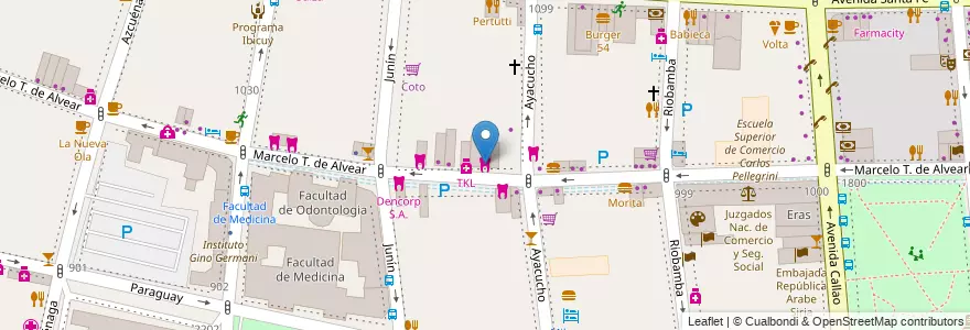 Mapa de ubicacion de Interdent, Recoleta en 阿根廷, Ciudad Autónoma De Buenos Aires, Comuna 2, 布宜诺斯艾利斯.