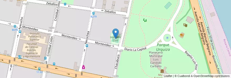 Mapa de ubicacion de Intertenis Club en 아르헨티나, Santa Fe, Departamento Rosario, Municipio De Rosario, 로사리오.