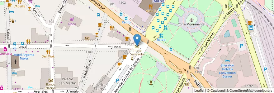 Mapa de ubicacion de Intesa SanPaolo, Retiro en 阿根廷, Ciudad Autónoma De Buenos Aires, Comuna 1, 布宜诺斯艾利斯.