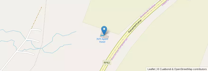 Mapa de ubicacion de INTI Apart Hotel en Argentinien, Chile, Mendoza, Departamento Las Heras, Distrito Las Compuertas, Distrito El Challao.