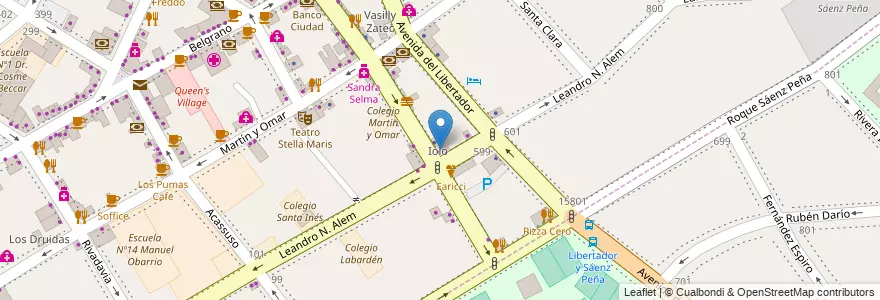 Mapa de ubicacion de Iolo en アルゼンチン, ブエノスアイレス州, Partido De San Isidro, San Isidro.