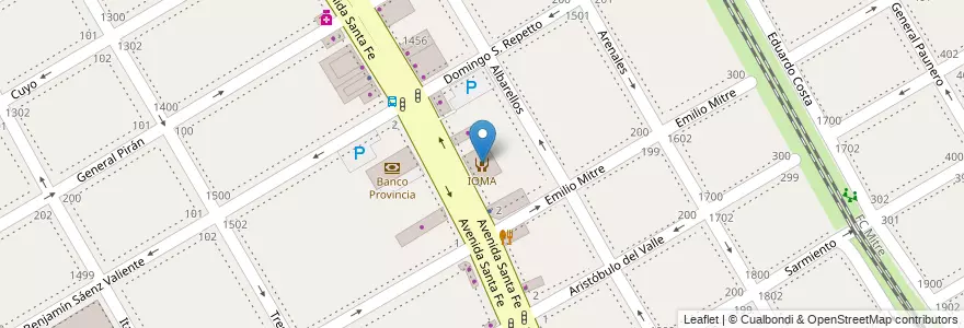 Mapa de ubicacion de IOMA en الأرجنتين, بوينس آيرس, Partido De San Isidro, Martínez.