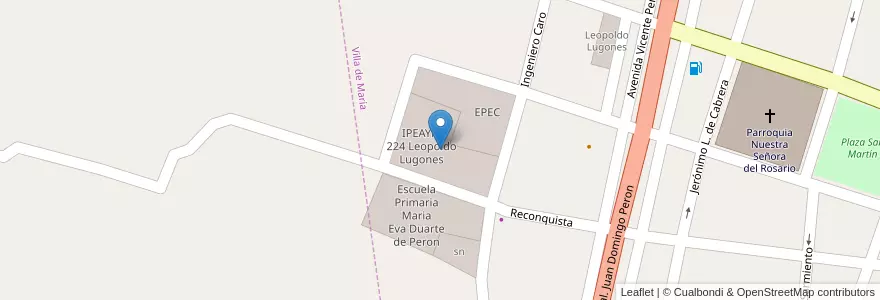 Mapa de ubicacion de IPEAYM 224 Leopoldo Lugones en アルゼンチン, コルドバ州, Departamento Río Seco, Pedanía Villa De María, Municipio De Villa De María.