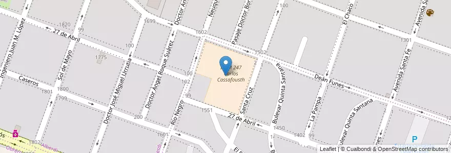 Mapa de ubicacion de IPEM 247 Carlos Cassafousth en 阿根廷, Córdoba, Departamento Capital, Pedanía Capital, Córdoba, Municipio De Córdoba.
