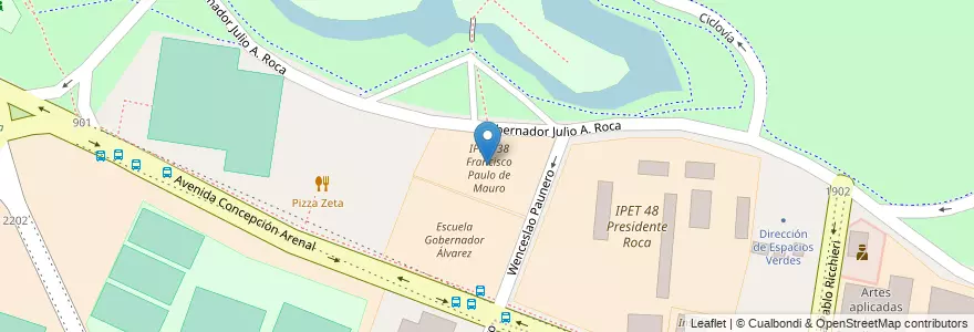 Mapa de ubicacion de IPEM 38 Francisco Paulo de Mauro en 阿根廷, Córdoba, Departamento Capital, Pedanía Capital, Córdoba, Municipio De Córdoba.