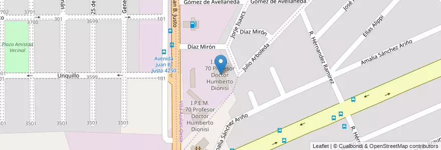 Mapa de ubicacion de I.P.E.M. 70 Profesor Doctor Humberto Dionisi en アルゼンチン, コルドバ州, Departamento Capital, Pedanía Capital, Córdoba, Municipio De Córdoba.