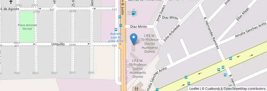 Mapa de ubicacion de I.P.E.M. 70 Profesor Doctor Humberto Dionisi en アルゼンチン, コルドバ州, Departamento Capital, Pedanía Capital, Córdoba, Municipio De Córdoba.