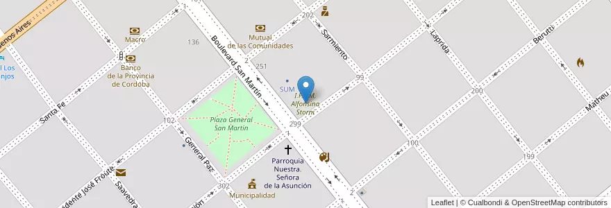 Mapa de ubicacion de I.P.E.M. Alfonsina Storni en Argentina, Córdoba, Departamento Juárez Celman, Pedanía Carnerillo, Municipio De General Deheza, General Deheza.