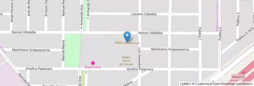 Mapa de ubicacion de IPEM Fontanarrosa en Аргентина, Кордова, Departamento Capital, Pedanía Capital, Córdoba, Municipio De Córdoba.