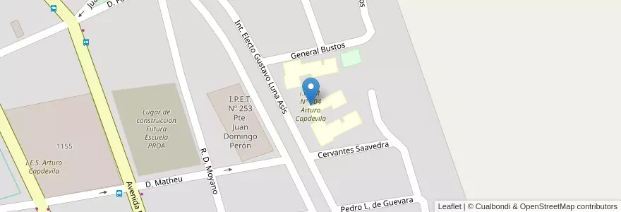 Mapa de ubicacion de i.P.E.M. Nº 104 Arturo Capdevila en الأرجنتين, Córdoba, Departamento Cruz Del Eje, Municipio De Cruz Del Eje, Pedanía Cruz Del Eje, Cruz Del Eje.