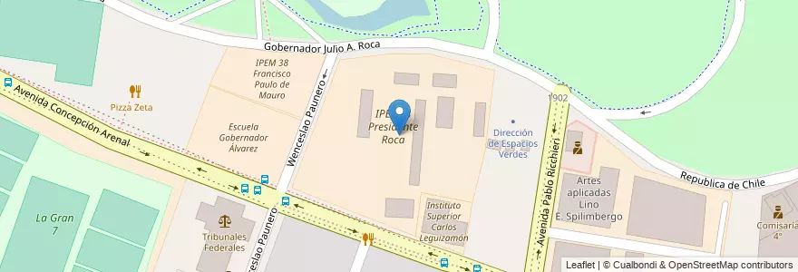 Mapa de ubicacion de IPET 48 Presidente Roca en Argentine, Córdoba, Departamento Capital, Pedanía Capital, Córdoba, Municipio De Córdoba.