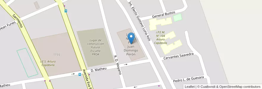 Mapa de ubicacion de I.P.E.T. Nº 253 Pte. Juan Domingo Perón en 아르헨티나, Córdoba, Departamento Cruz Del Eje, Municipio De Cruz Del Eje, Pedanía Cruz Del Eje, Cruz Del Eje.