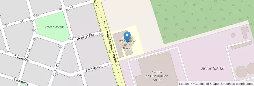 Mapa de ubicacion de IPETAYM Nº68 Coronel Don Luis Álvarez en Аргентина, Кордова, Departamento San Justo, Municipio Arroyito, Pedanía Arroyito, Arroyito.