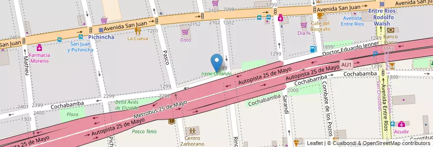 Mapa de ubicacion de Irene Orlando, San Cristobal en Arjantin, Ciudad Autónoma De Buenos Aires, Comuna 3, Buenos Aires.