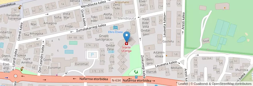 Mapa de ubicacion de Iriarte Uranga en スペイン, バスク州, Gipuzkoa, Urola-Kosta, Zarautz.
